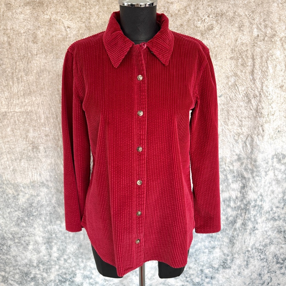 J. Jill Red Corduroy & Velvet Shacket - XXS
